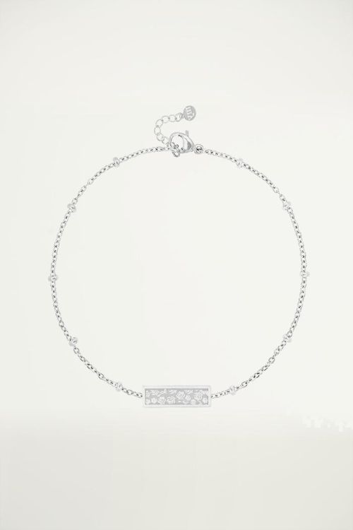 Bedelarmbandje bar met roosjesprint, armband