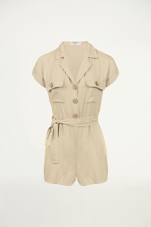Beige overhemd playsuit, beige playsuit