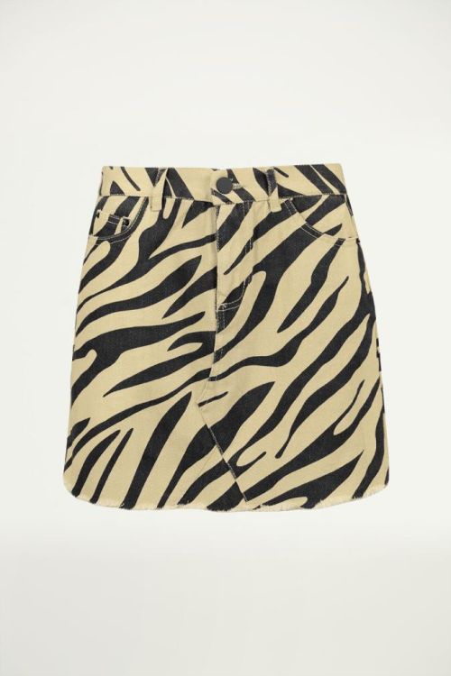 Beige spijkerrok zebraprint, denim rok