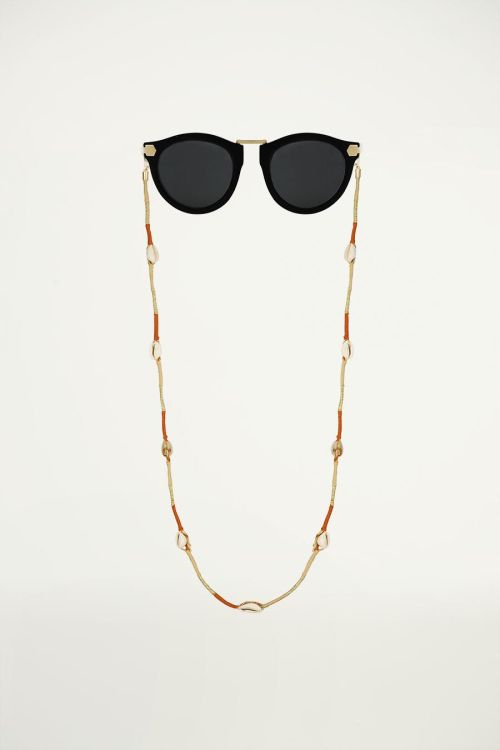 Chaîne de lunettes de soleil marron avec ficelle et coquillages, chaîne de lunettes de soleil