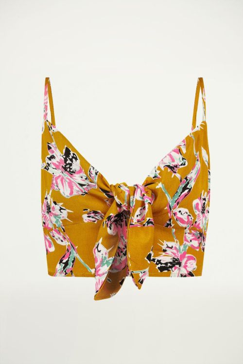 Crop top met bloemenprint, top met knoop