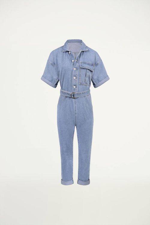 Denim jumpsuit korte mouw, denim jumpsuit