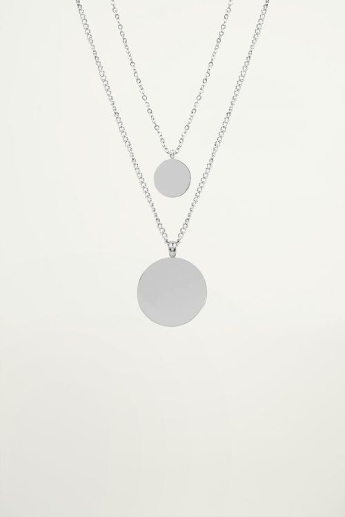 Dubbele ketting munten glad, minimalistische ketting