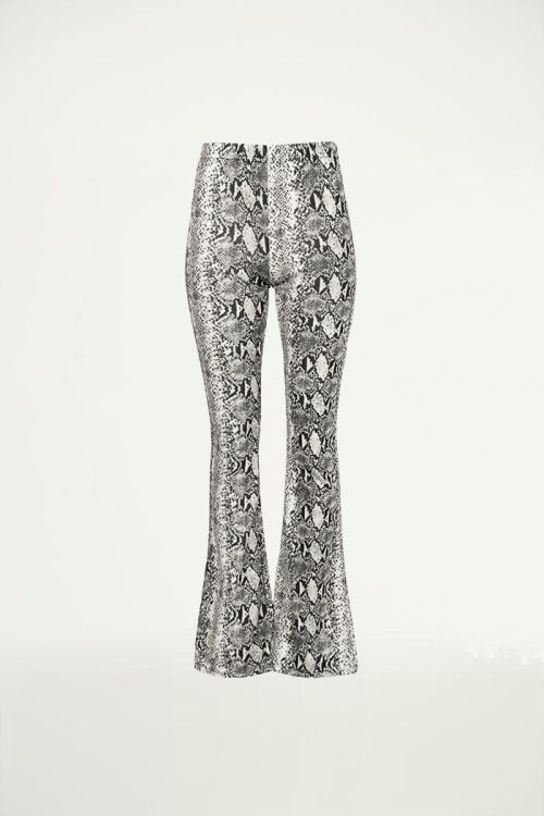 Flared broek slangenprint, Broek wijde pijp