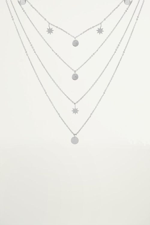 Gelaagde ketting met muntjes en zonnetjes