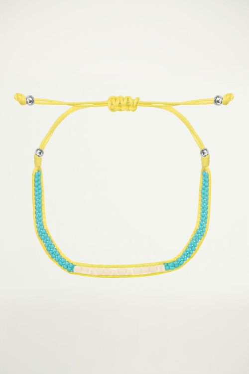 Gele & turquoise armband enkele kralen