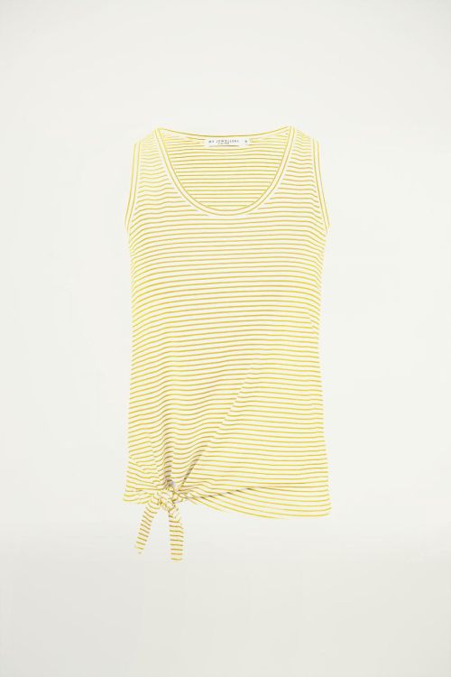 Gele gestreepte top met knoop, tanktop