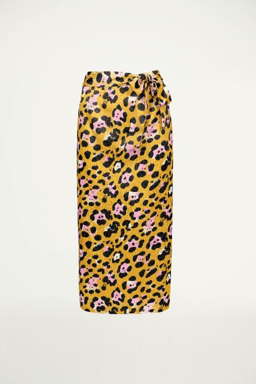 Gouden midi rok luipaardprint, midi rok