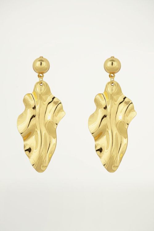 Gouden oorhangers golvend, golvende oorhangers