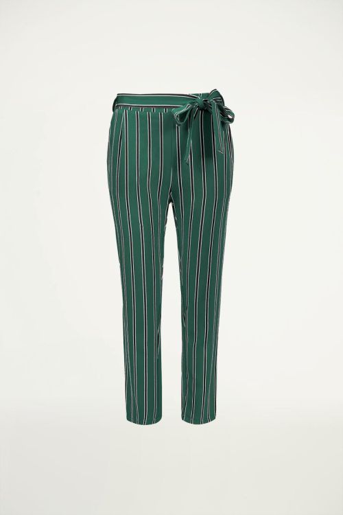 Groene gestreepte pantalon, nette broek