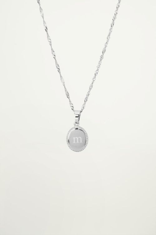 Ketting met letter in bedel zilver, ketting met hanger