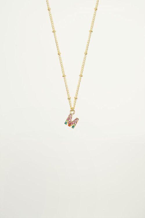 Ketting met strass letter, initial sieraden