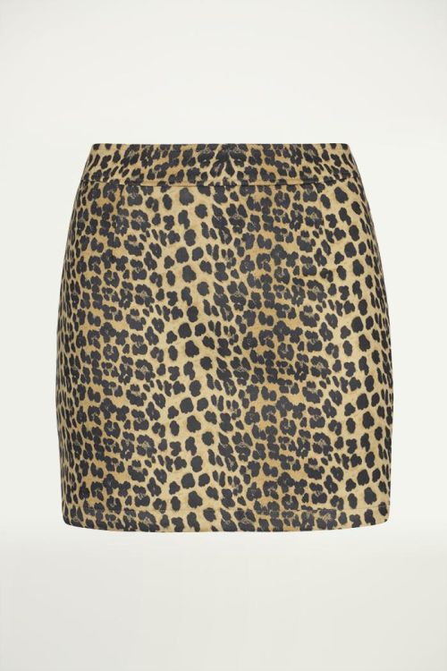 Leopard rok suedine zwart bruin, Rokje
