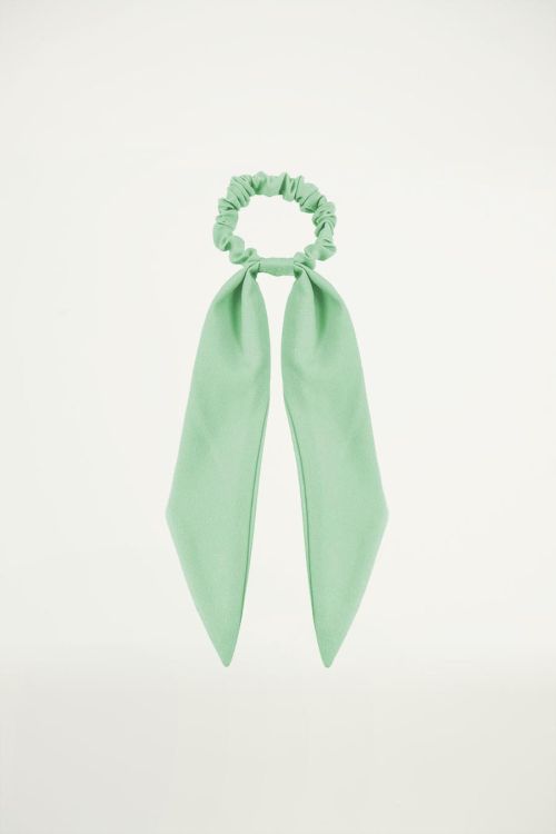 Mintgroene scrunchie met lint, zwarte scrunchie My Jewellery