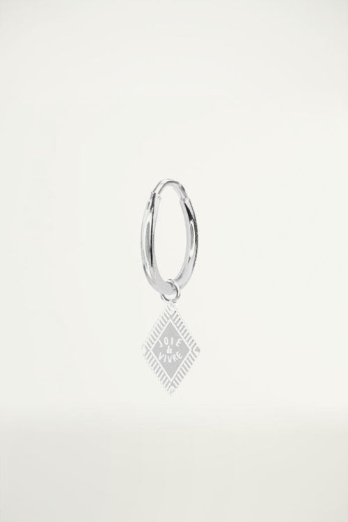 Oorbellen met ruitvormig bedeltje en quote, oorhanger My Jewellery