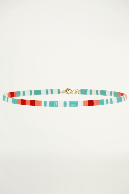 Orange choker with flat beads, orange choker