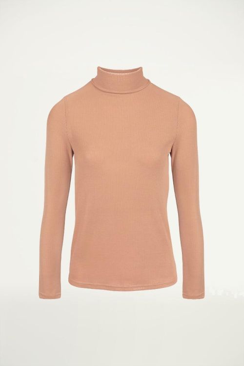 Oud roze top met col en lange mouw