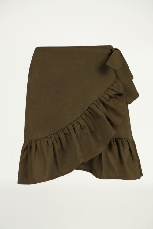 Overslag rokje groen, Groen ruffle rokje, Rokjes