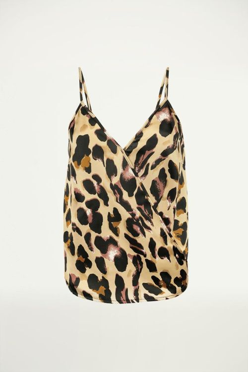 Panterprint overslag top bruin zwart, topjes