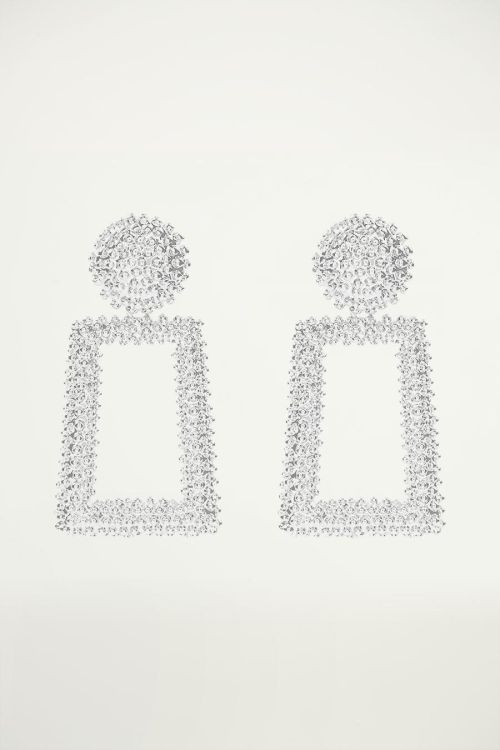 Rechthoekige oorhangers bolletjes, statement oorhangers