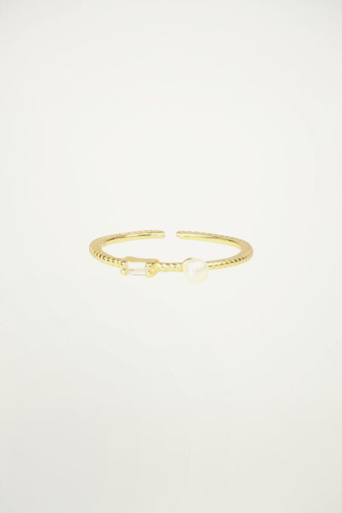 Ring strass & parel, minimalistische ring