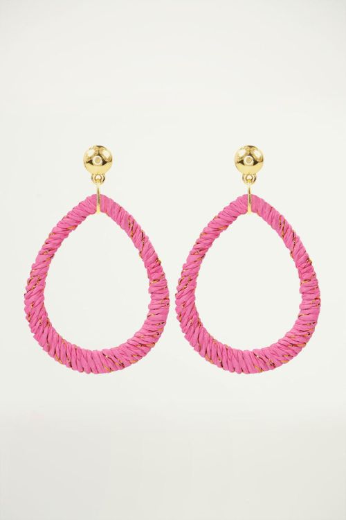 Roze statement oorhangers druppel, statement oorbel