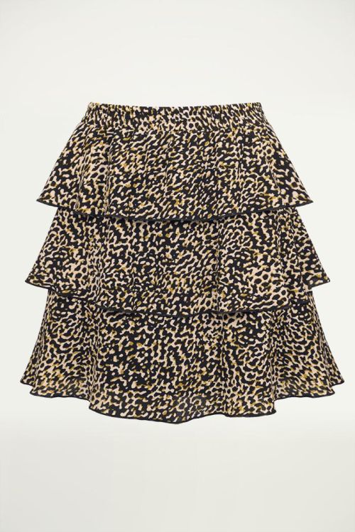 Ruffle skirt print camouflage bruin, Rokjes