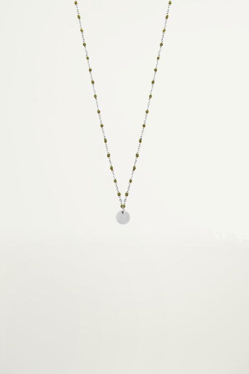Schakelketting groene kraaltjes met muntjes