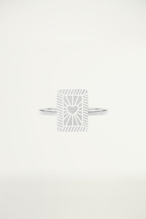 Stalen Ring Rechthoek Hart, Minimalistische Ringen