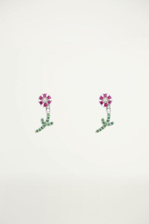 Rhinestone flower studs, stud earrings