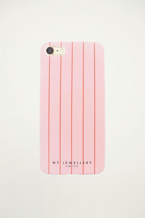 Telefoonhoesje roze/rood gestreept, softcase