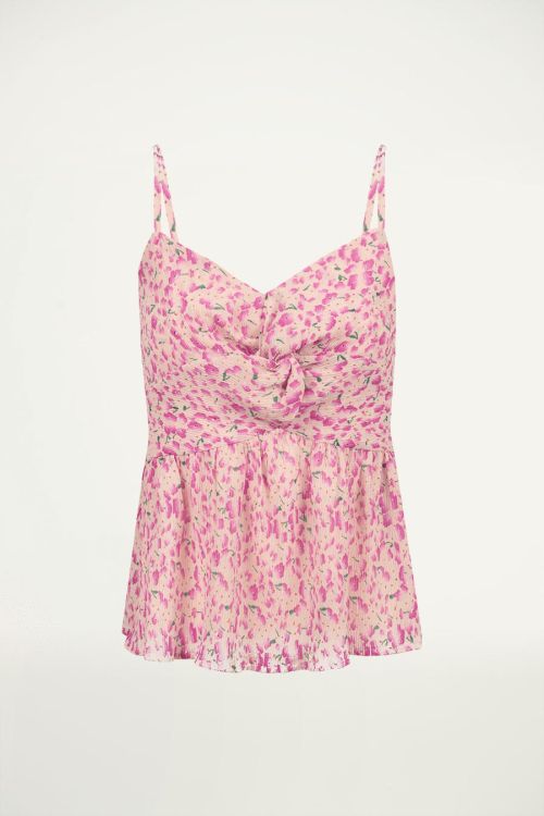Top met knoop & bloemenprint, bloemen top
