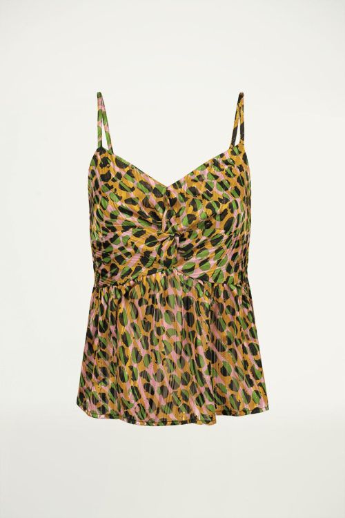 Top met knoop & luipaardprint, multi kleur top
