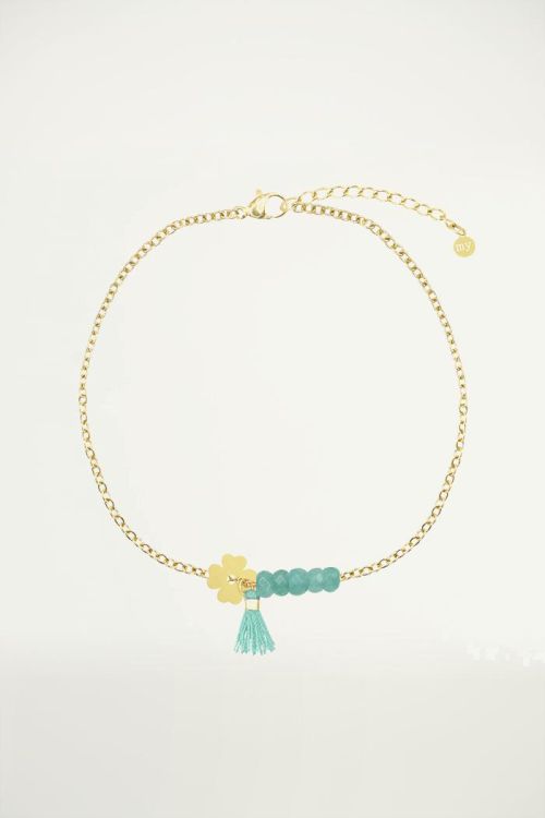 Turquoise klaver armbandje, Kralenarmbandjes
