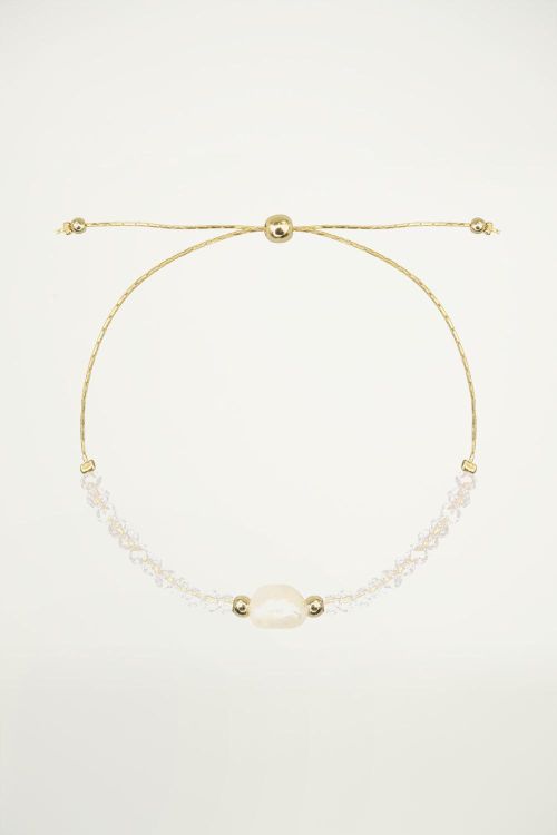 Witte armband parel & kralen, Kralenarmband