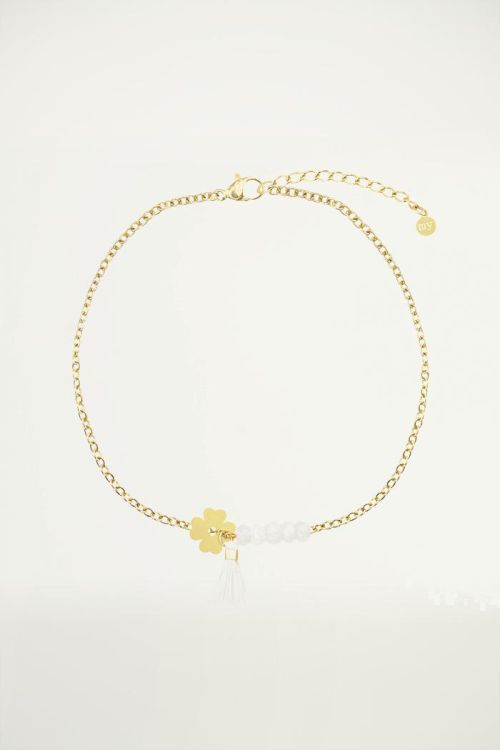 Witte klaver armband, Kralenarmbandje