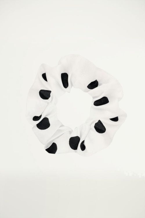 Witte scrunchie gestipt, witte scrunchie