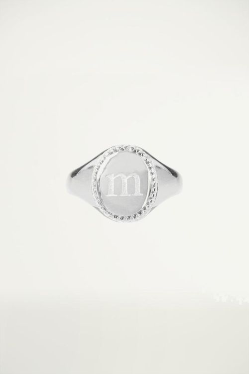 Zegelring initial letter zilver, ringen