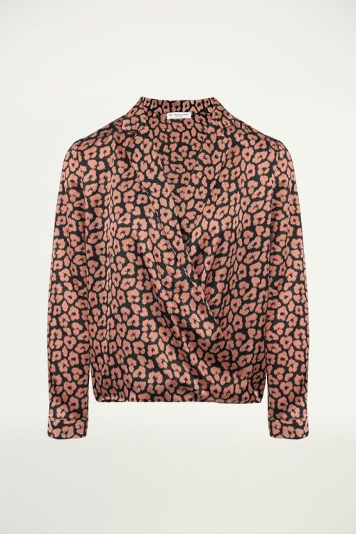 Zwart roze satijnen top, Top met print