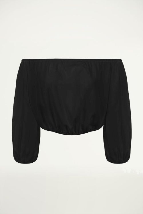 Zwarte crop top off shoulder, Tops