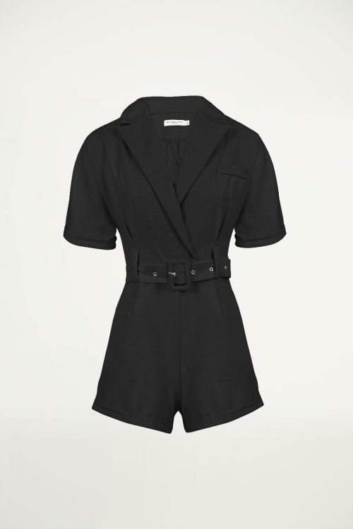 Zwarte playsuit met riem, playsuit