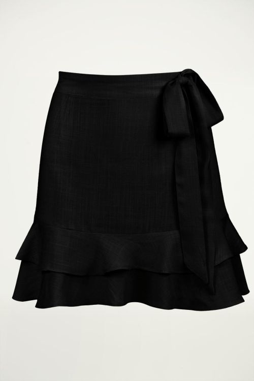 Zwarte rok met laagjes, ruffle rokje