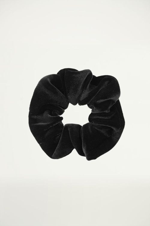 Zwarte scrunchie velvet, Haarelastiekje