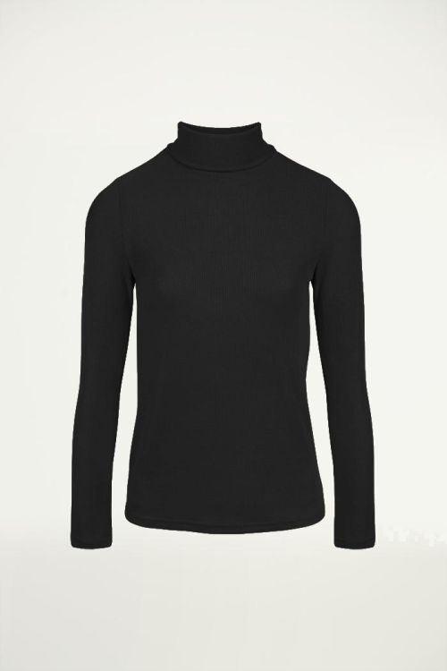 Zwarte top met col en lange mouw