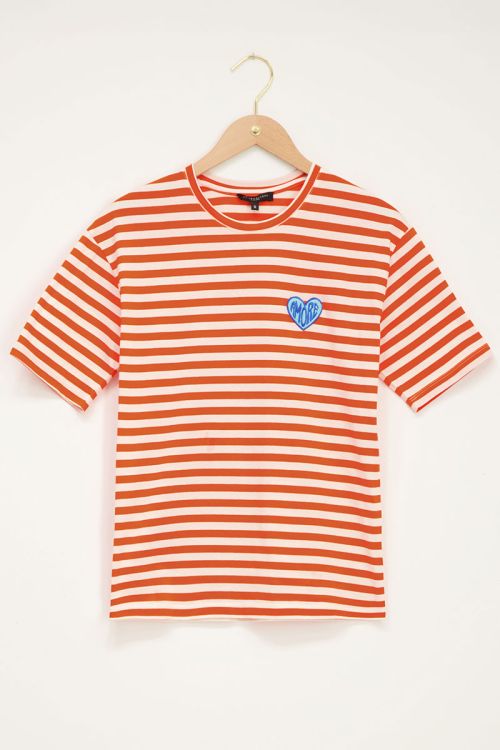Orange striped amore T-shirt | My Jewellery