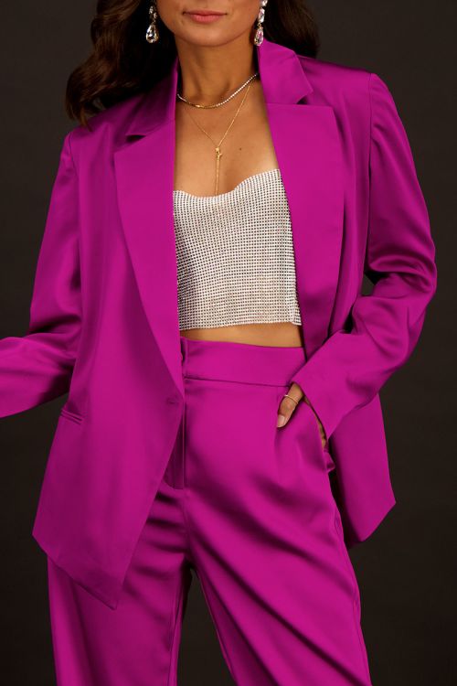 Paarse satijnen look blazer | My Jewellery