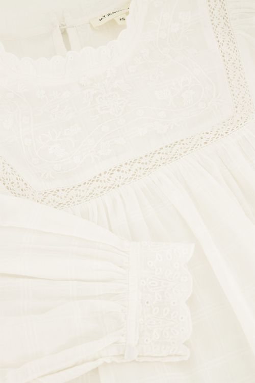 White embroidered top with lace details | My Jewellery