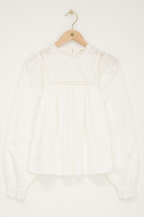 White embroidered top with lace details | My Jewellery