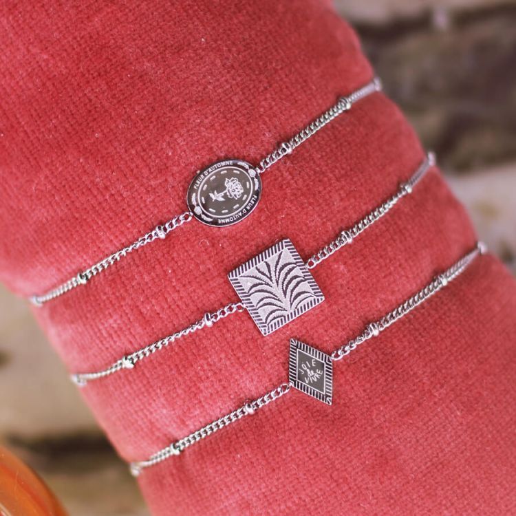Bedelarmbandje vierkant met palm print, armband