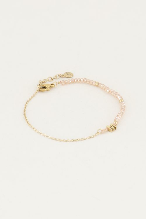 Beigefarbenes Perlenarmband mit Initialen | Perlenarmband My Jewellery